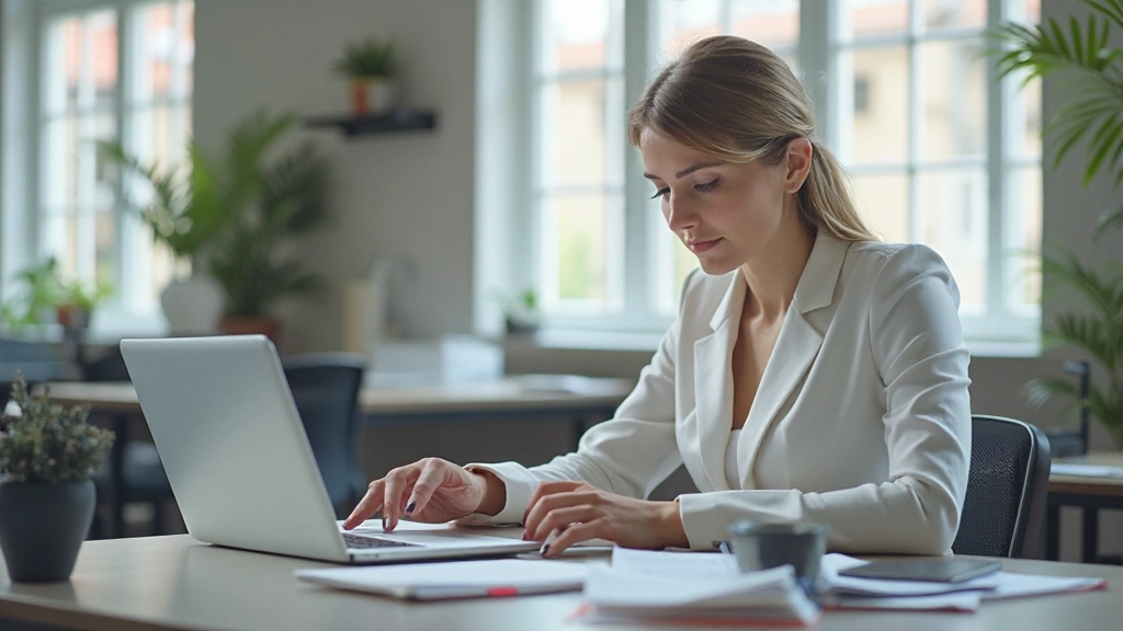 Женщина анализирует финансовые данные на ноутбуке с графиками